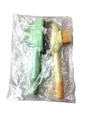 2pc Pet Shedding Brush*Hair Remover Comb Set*Self-Cleaning Button*Dogs*Cats*NIP